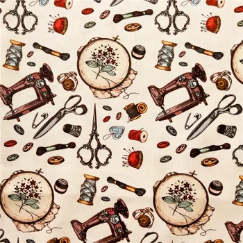 레트로 버튼 재단사 스풀 가위 목화 패브릭 패치 워크 티슈 키즈 홈 섬유 천으로 인형 드레스 만들기위한