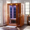 2 Person Low EMF 6 Heating Panel Infrared Therapy Wood Dry Heat Sauna with MP3 Aux Connection for Home Spa Days 2