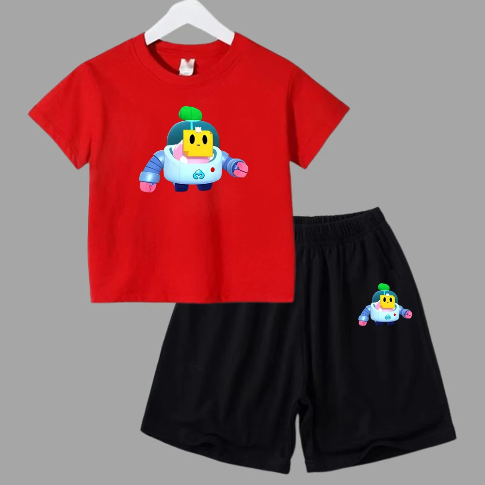 thumbnail image 1 of Conjuntos deportivos de verano para niños, camisetas de manga corta y pantalones de lucha de anime, conjuntos para niños y niñas de 3 a 13 años, 1 of 5