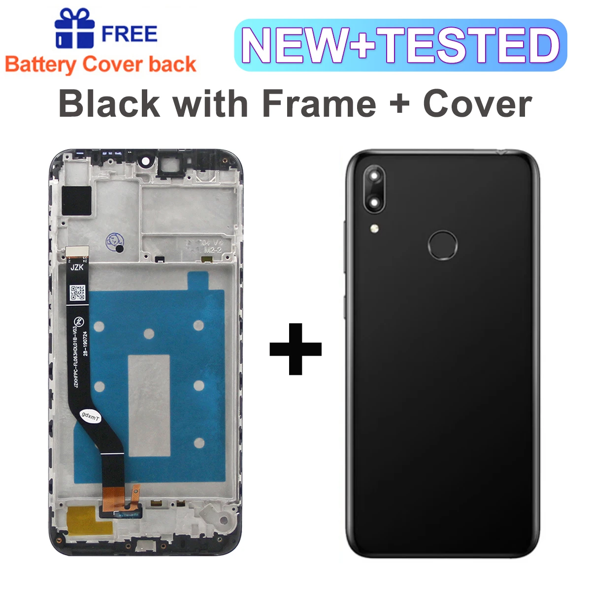 Cornice Display Con Biadesivo Per Huawei Y7 2019 (DUB-LX1) – Alloggio Nero