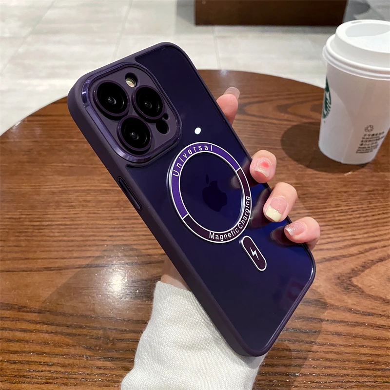 

Прозрачный Магнитный чехол для iPhone 14 13 12 Pro Max, универсальный защитный чехол для объектива Magsafe, противоударный чехол для беспроводной зарядки