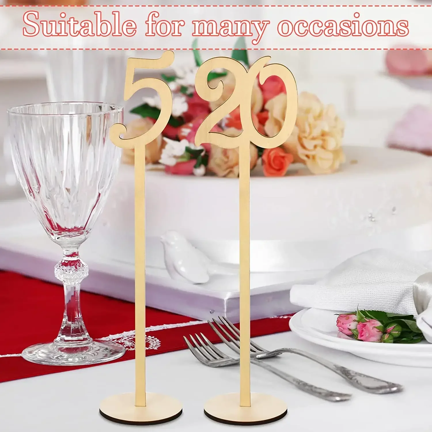 Description Picture 6 of itemWooden Table Numbers 1 To 20 Wood Wedding Table Number Signs with Holder Base for Wedding Party Table Home Birthday Decoration