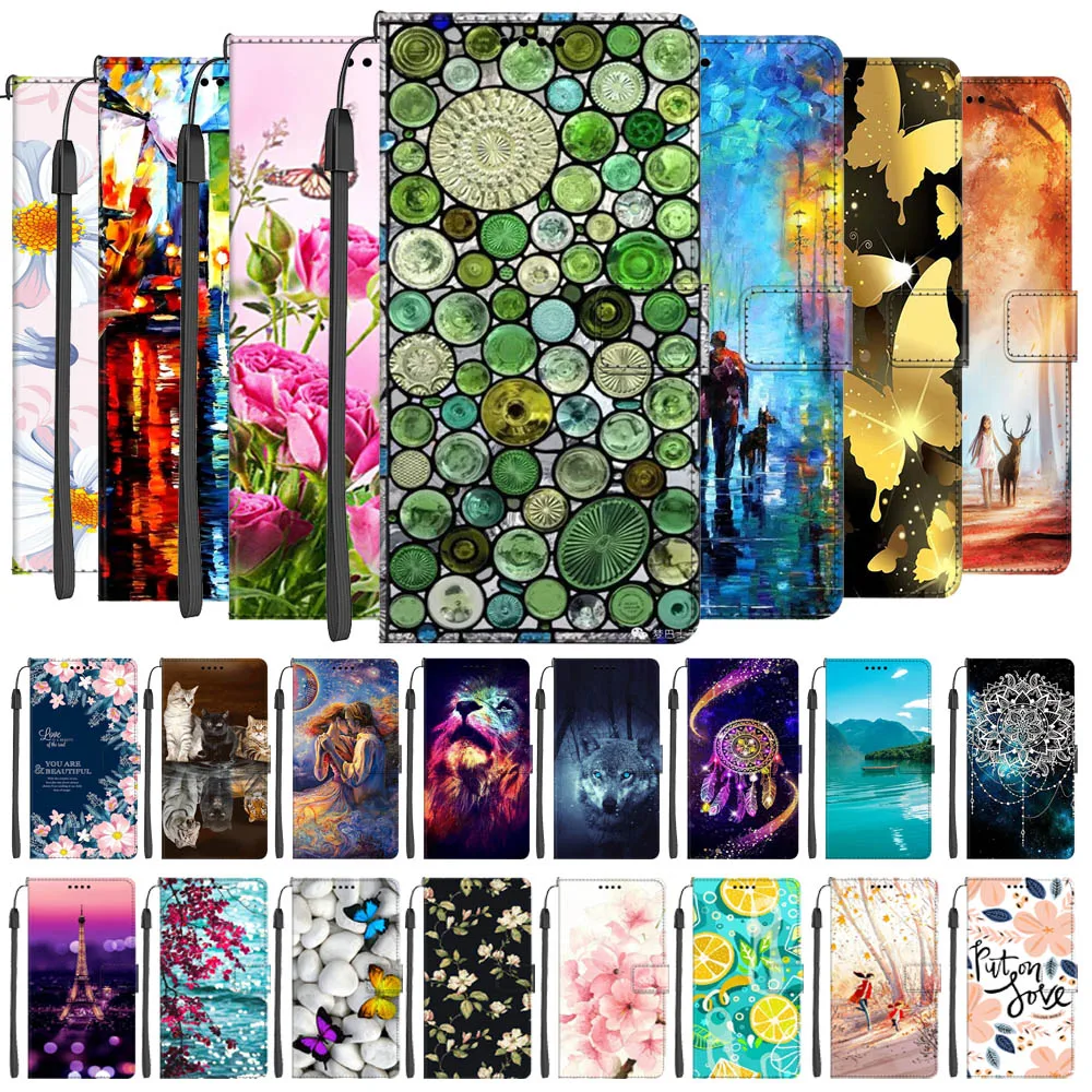 

Leather Magnetic Cases For Oneplus 9 Pro Wallet Flip Book Cover For One Plus 8 Pro Phone Bags Cute Cartoon Painted Fundas Etui