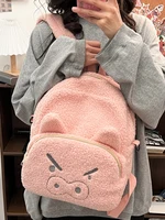 Large Capaci Plu Pig Bapa for High School Students Cute Pink Cartoon Anime Velvet oulder Bag ex Daily Use