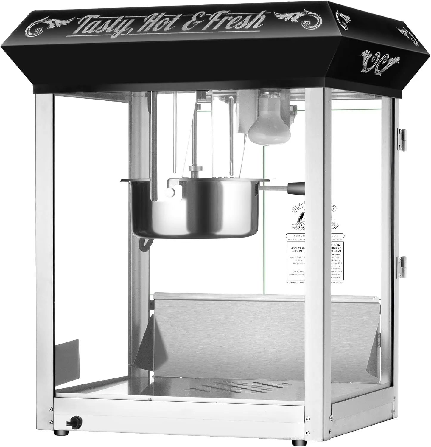 Popcorn Machine 3 Gallon Popper 8oz Kettle Old Maids Drawer Warming Tray Scoop Popcorn Black Nostalgic style