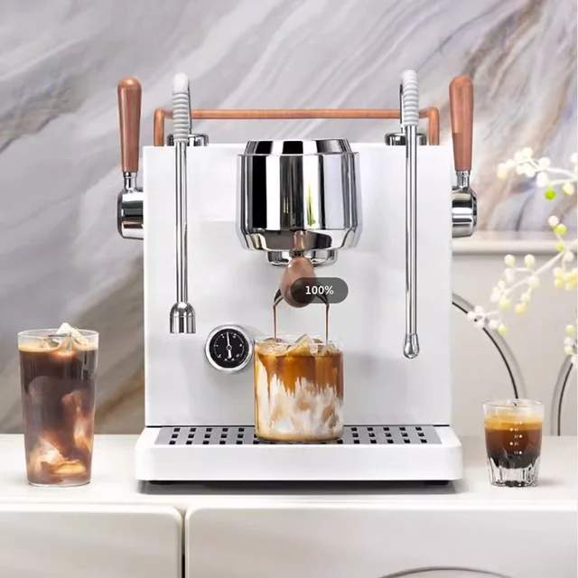 상업용 반자동 커피 머신, 더블 펌프, 보일러 3 홀, 스팀 타입, 프리 소크 에스프레소 거품 커피 머신