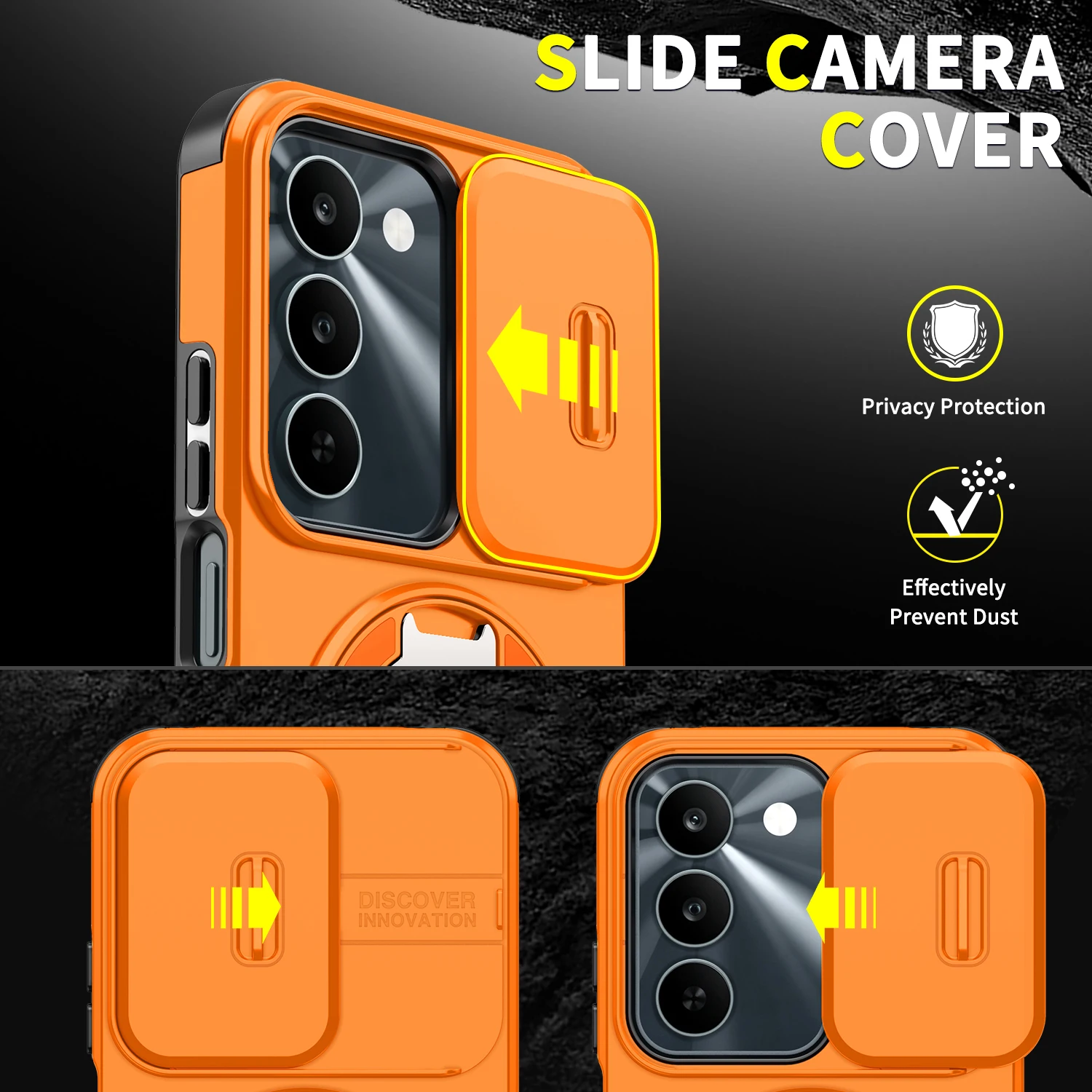 360° Rotating Magnetic Finger Camera Slide Cover Phone Case