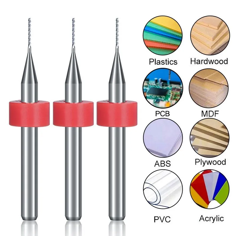 PCB Fresadora para Máquina de Gravura CNC, Carbide End Mill, 3.175mm Shank, CMCP, 10Pcs