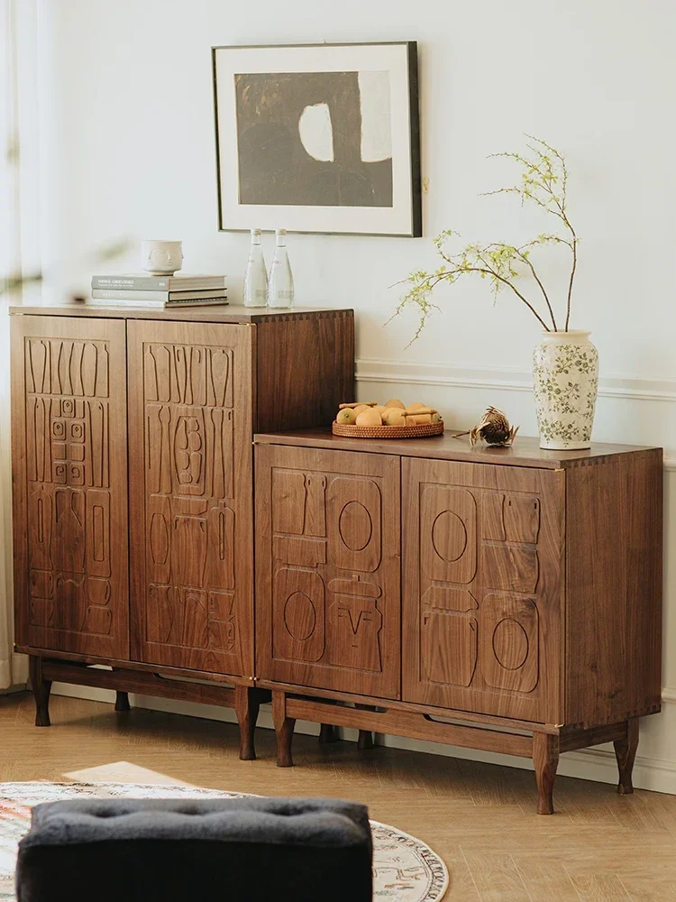 

Sideboard Cabinet Living Room Cabinet Black Walnut Solid Wood Household Vintage Shoe Entrance Cabinet Locker