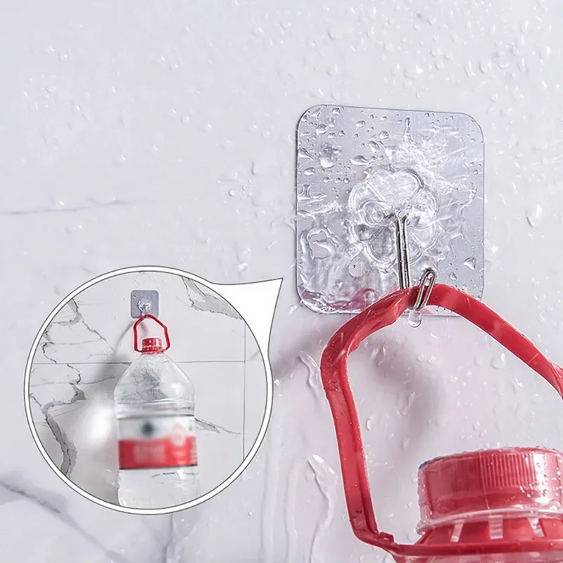 Transparent Hooks Stainless Steel Strong Self Adhesive Wall Hangers Hook for Kitchen Bathroom Door Wall Multi-Function Organizer 3