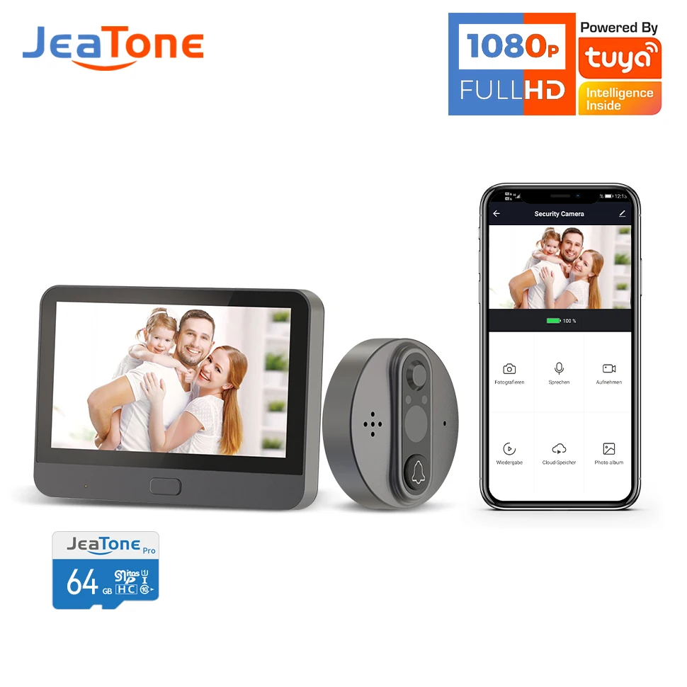 door video intercom 【1080P Tuya】Jeatone Smart Video Doorbell WiFi Video Peephole APP Remote Dual-Way Conversation Smart Video Doorbell WIreless WiFi wireless door intercom Door Intercom Systems