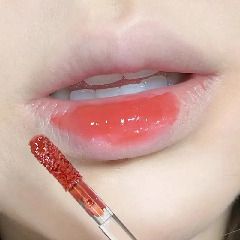 Sexy Red Lipgloss Mirror Glass Water Light Clear Lip Gloss Waterproof and Non Stick Liquid Lipstick Nude Lip Tint Korean Make Up lip gloss lip makeup lip tint