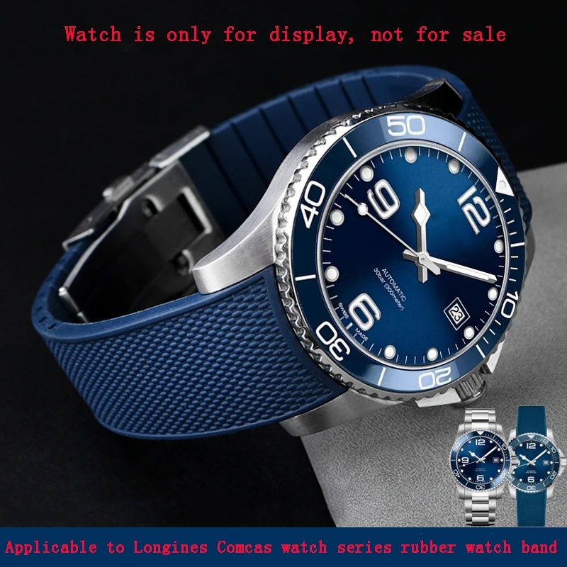 Cinturino In Silicone In Gomma Da 21Mm Per Longines Conquest Hydroconquest L3.742 782 Cinturino Per Orologio Impermeabile Con Fibbia Pieghevole