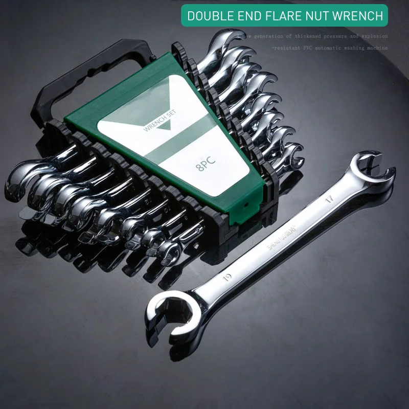6-27mm Oil Pipe Flare Nut Wrench Set Of Keys Multitools Full Polish High Torque Hand Tool Open-end Brake Spanner For Car Repair