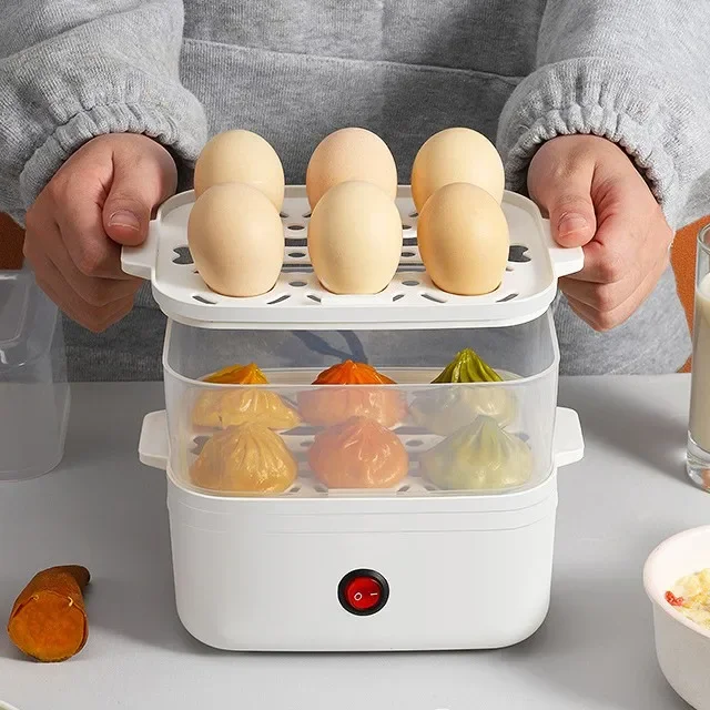

White multifunctional egg steamer and oven: versatile kitchen appliance for healthy cooking and easy meal preparation