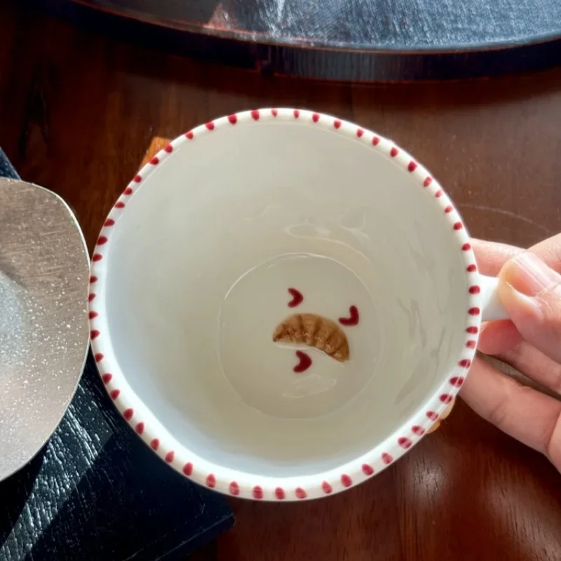 Ceramic Hand Drawn Bear Mug 300ml Relief Coffee Cup