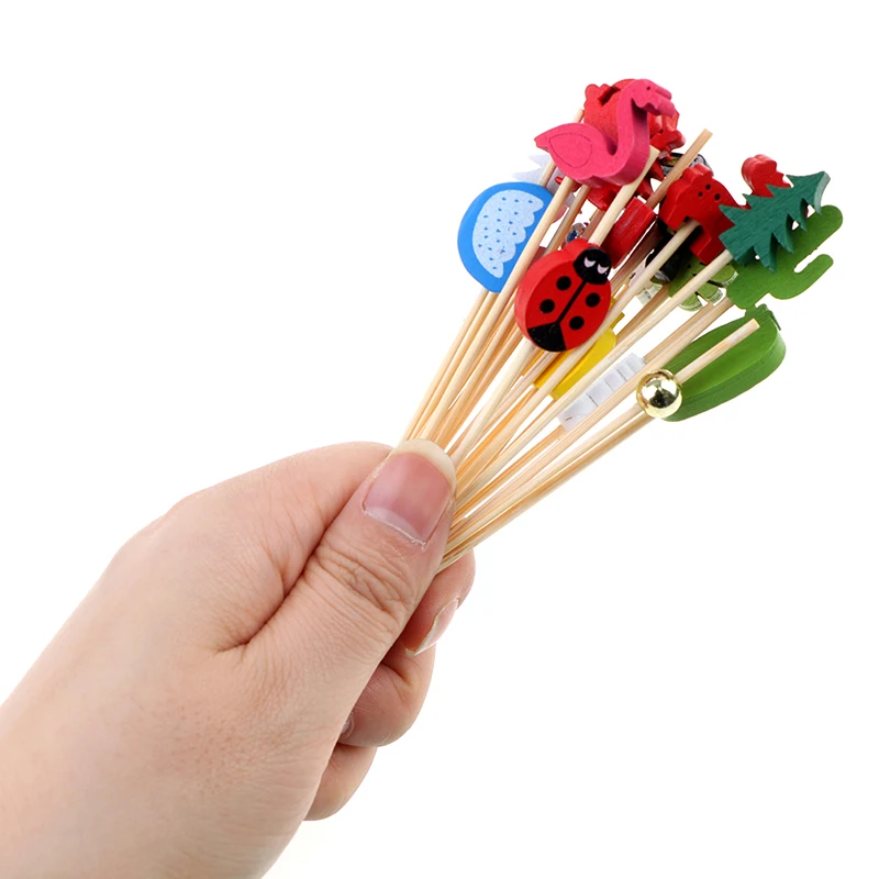 Bamboo Pick Buffet Cupcake Fruit Fork Party Dessert Salad Stick 100pcs12cm bamboo skewer food toothpick