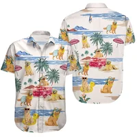 3D Full Print Hawaiian Dachshund Graphic Shirt For Men Summer Casual Button Up Surfing Beach Shirts Blusas Mens Oversize Tee Top 2