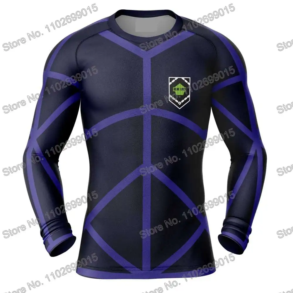 Blue Lock Surfing Diving T-Shirt Tight Long Sleeve Rash Guard Swimwear Men UV Protection Surf Clothing Beach Floatsuit Tops