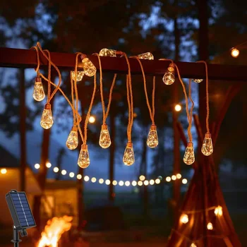 Luce solare per patio 7m 16 lampadine 8 modalità Lampada da fata a LED per esterni Lampada impermeabile per recinzione da giardino Balcone Decorazione natalizia 1