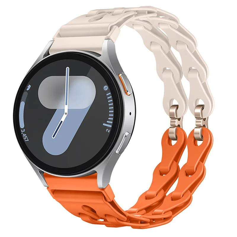Silicone Chain Strap - 20mm/22mm Versatile Smartwatch Bracelet