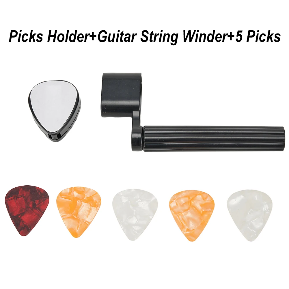 

Guitar String Winder Bridge Pin Puller Remover With Plectrum Holder 5 Picks Set Instruments Mandolin Bass Guitar Accessories