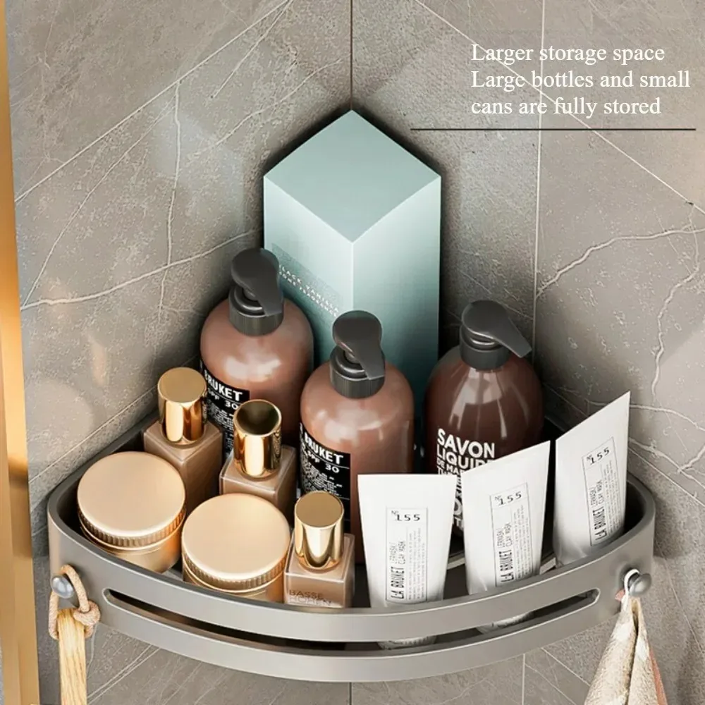 Bathroom Triangle Storage Rack With Hook Bathroom Cosmetic Storage Racks Wall Mounted Toilet Storting Rack Corner Shower Shelf 4