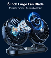 Ventilateur de voiture portable à double tête Eary 12V 24V 3 vitesses, ventilateur de refroidissement automatique 270 °   Support de ventilateur rotatif pour véhicule, pour la circulation de l'air sur le tableau de bord 3