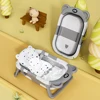 Baby Bathtub Real-Time Temperature Display Bathroom Basket Tub Foldable Bathtub with Cushion Support Travel Bathtub Silicone