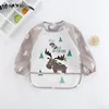 Baby Bibs Cute Colorful Cartoon Waterproof Bib Infant Eating Children Drawing Long Sleeve Pocket Apron Self Feeding Baby 0-3Y 4