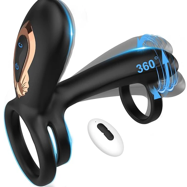 Sexspielzeug für Erwachsene, Fernbedienung, Dual-Penisring, Vibrator für Männer, Verzögerungszeit, Penisringe mit 360° °   Twisting Vibrating für Paare