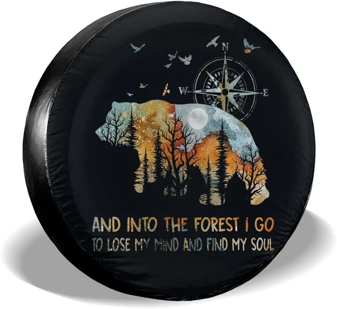 

cozipink Bear Camper Spare Tire Cover for RV Trailer, Wheel Covers for Trailer Tires Wheel Protectors Weatherproof Universal for