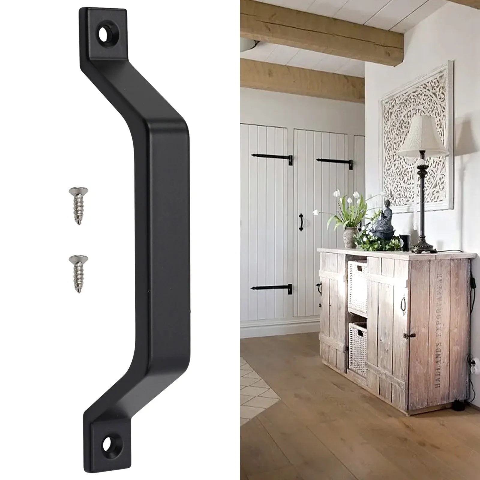 Barn Door Pull Handle door handles cabinet handles Heavy Duty Iron Sliding Push Pulls Gate Shed Garage Cabinet Door Handle Furniture Hardware