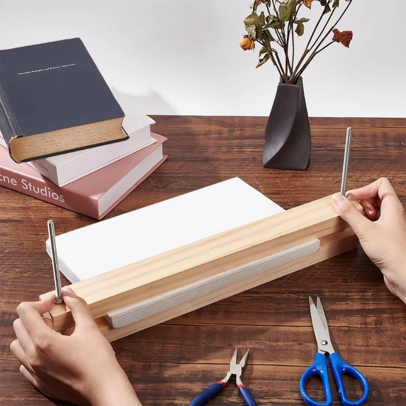 1set Wooden Book Press Multifunctional Portable Bookbinding Machine Home Binding Tool Set - 6