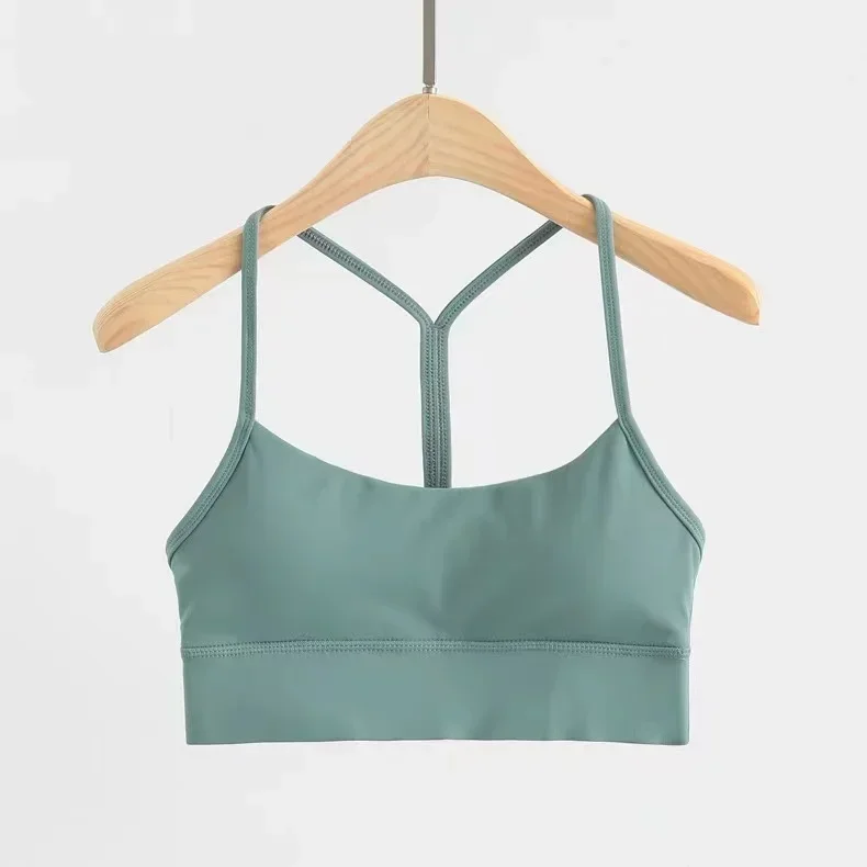 

LuluLogo Sexy Y-Type Suspenders Yoga Bras Women Gym Workout Sports Tank Naked-feel Fabric Fitness Crop Underwear with Chest Pad