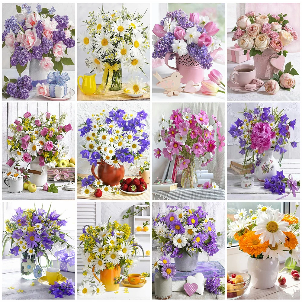 EverShine Diamond Painting Flower Cross Stitch Set Diamond Mosaic Daisy Full Square Embroidery 5D Rhinestones Handmade Gift