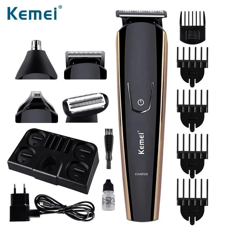 

Kemei Rechargeable Electric Hair Clipper KM-526 5 In 1 Hair Trimmer Shaver Nose Trimmer Body Hair Trimmer 5 In 1