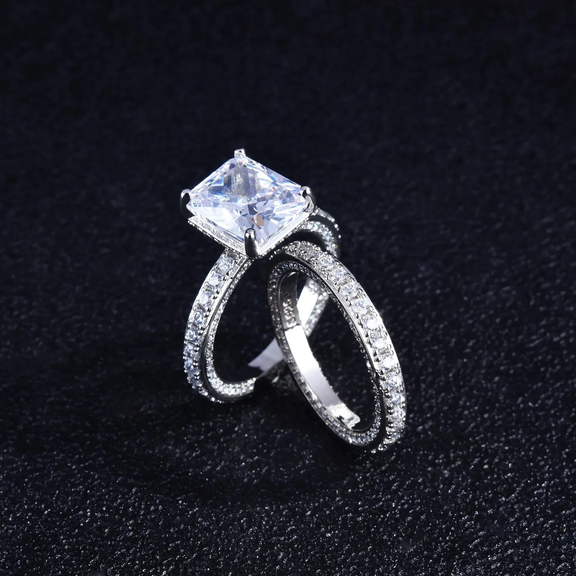 

DIWENFU Solid 925 Sterling Silver FL Cut Diamond Ring Bridal Sets for Women Anillos De Silver 925 Jewelry Diamond Bizuteria Anel