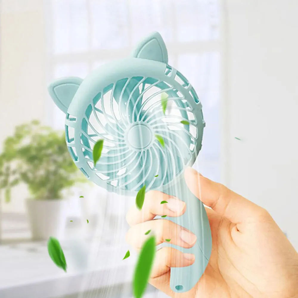 Mini hand press fan, portable battery free cartoon hand press small fan