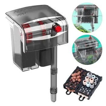 3 in 1 Fish Tank Filter Silent Operation Plastic Water Purification Pump Built-in Filter Strong Filtration Waterfall Filter 3