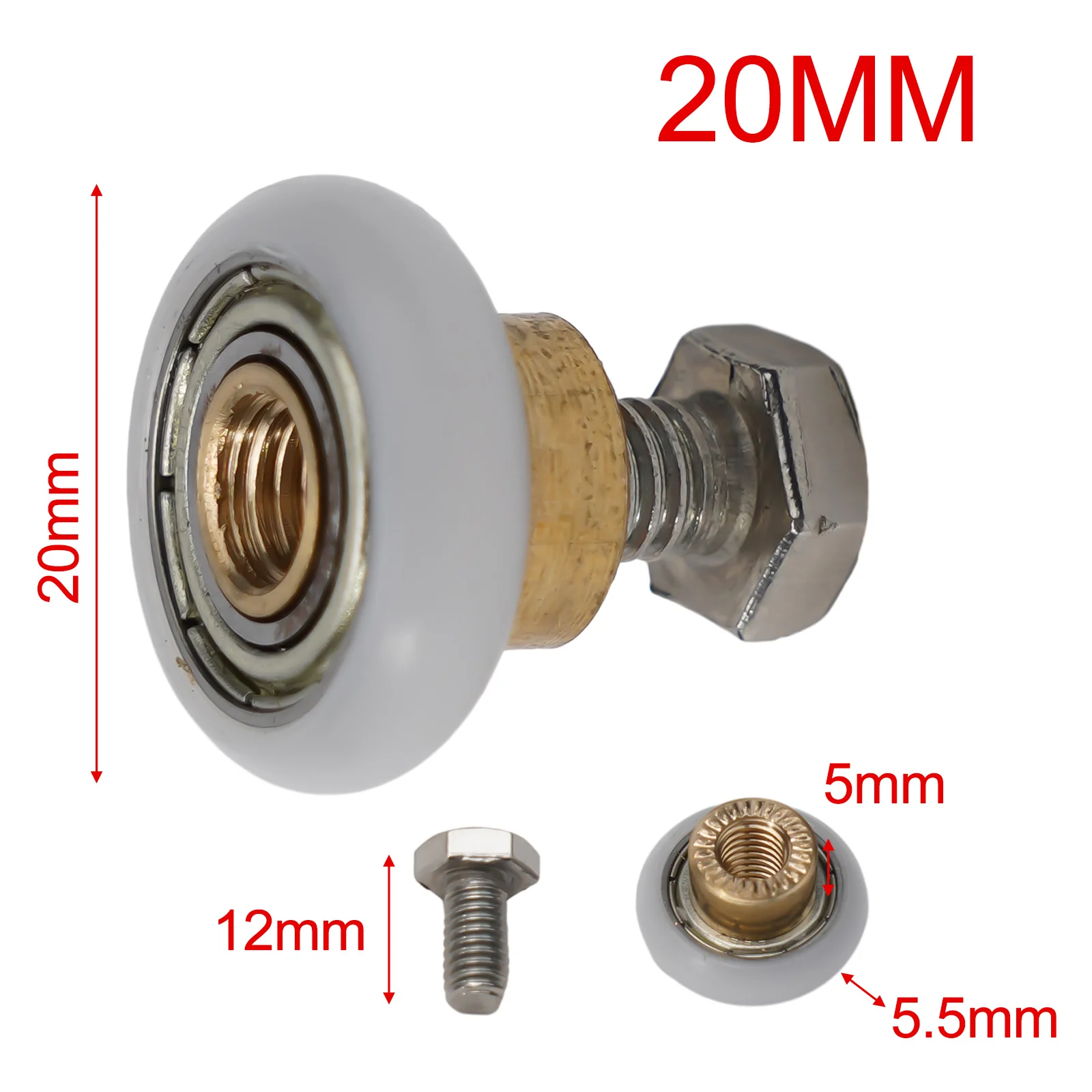 

Glass Door Shower Door Rollers 4pcs Bathroom Shower Room Pulley Sliding 1Set 20/23/25/27mm Nylon Replacement With Screws