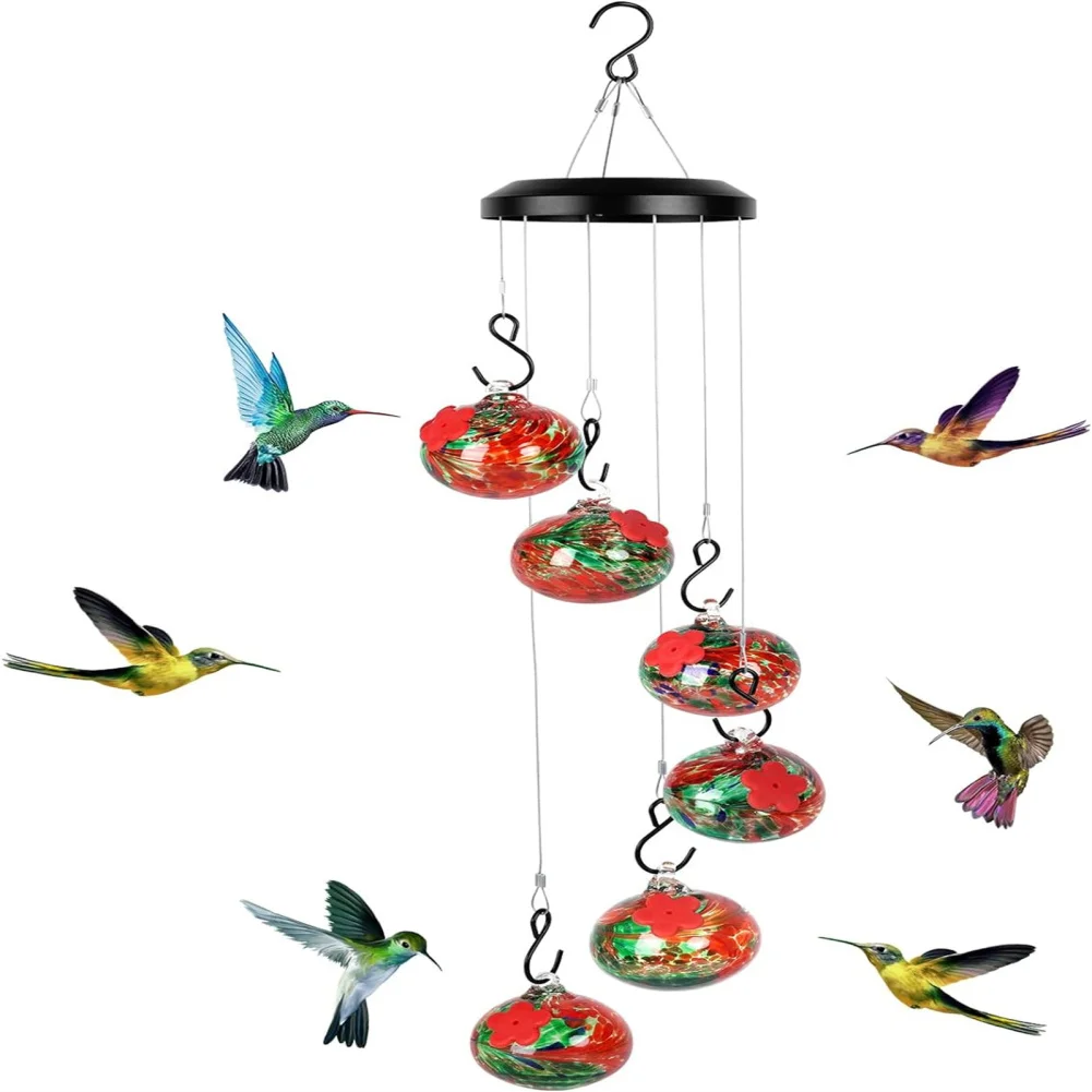 

Hanging Hummingbird Feeder Outdoor Bird Feeder Pendant With 6 Feeder Balls Flower Shape Feeding Ports Hummingbird Feeders