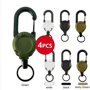 2/4/8pcs Outdoor Retractable Keychain Heavy Duty Carabiner Badge Holder Retractable ID Badge Clip Reel Key Chain for Fishing