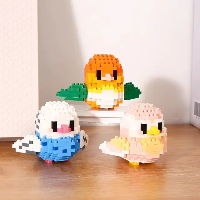 Moe Bird Series Building Blocks Model Cartoon Cute Parrots Sparrows Animal Assembly Bricks Home Decoration Toys Christmas Gifts 5