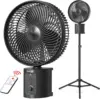 Opolar 2-in-1 Stand and Table Fan Auto Oscillation with 2 Rechargeable Batteries 20000mAh,Remote,Retractable and Removable Stand 1