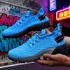 Unisex Knitted Sneakers Unique Grid Design Lightweight Comfortable Running Shoes Outdoor Lace Up Walking Men Shoes Free Shipping