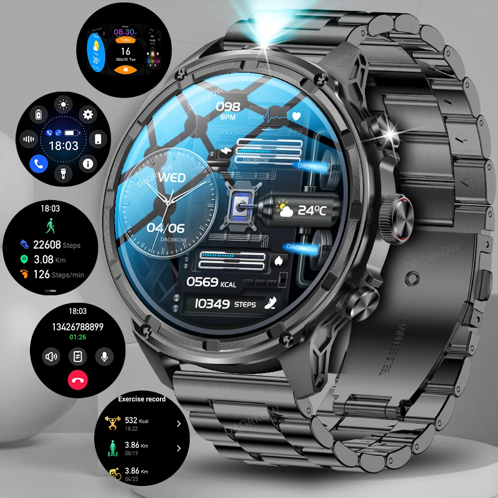 2026 new Outdoors Smart Watch 1.85''hd screen 710mAh Large battery Bluetooth call Health monitoring Sports Modes Waterproof GPS 6