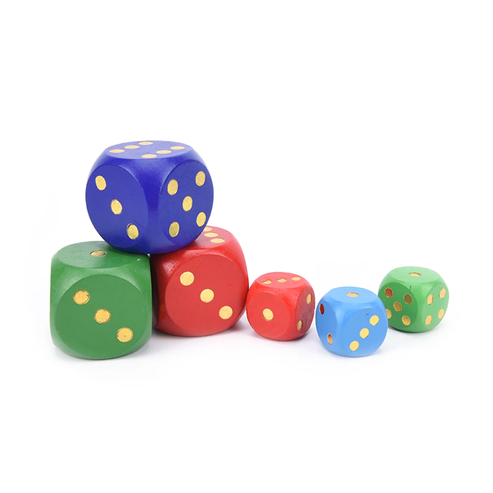 Wooden Dice Cubes 1PC 3cm 5cm Big Size Number Or Point Cubes Round Coener Kid Toys Game 6 Sided game dice dice set