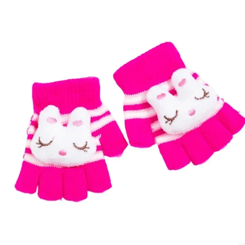 Plüsch-Entenhandschuhe für Kinder, weiche, warme Winteraccessoires mit niedlichem Tierdesign, halber Finger, leicht, A2UB – Detail 8