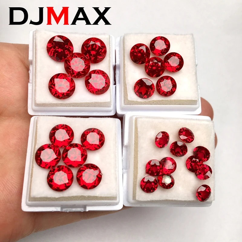 DJMAX 1-12mm Pigeon Blood Red Lab Grown Ruby Loose Gemstones WIth AGL Certificate for DIY Jewelry Making